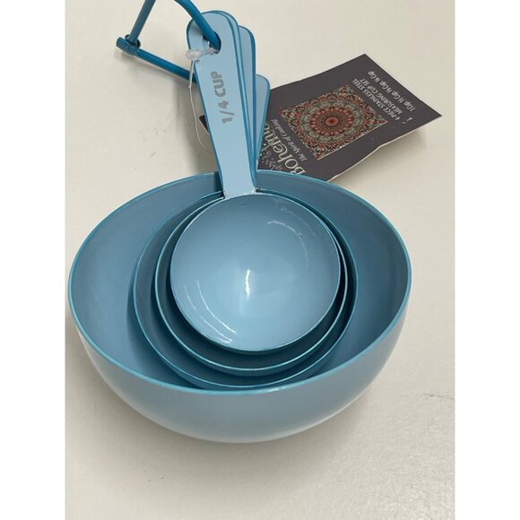 Bohemian 4-Piece Stainless Steel Measuring Cup Set 1 Cup 1/2 1/3 1/4 Blue Finish - Picture 8 of 8